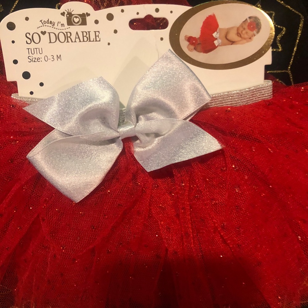 Red Tulle Tutu Sparkles Photo Shoot Valentine 0-3M